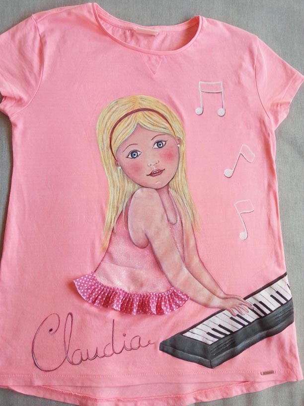 Camiseta personalizada con adornos de colores para niñas 
