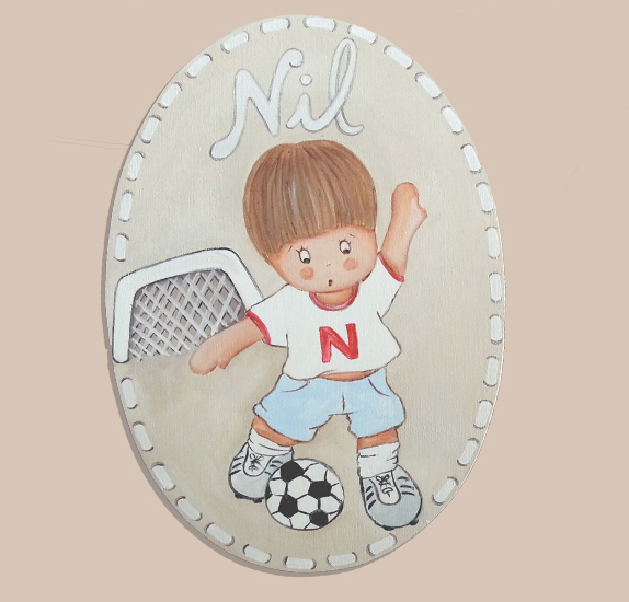 3 cuadros infantiles personalizables - Niño jugador de fútbol. Barça +  Lámina con nombre